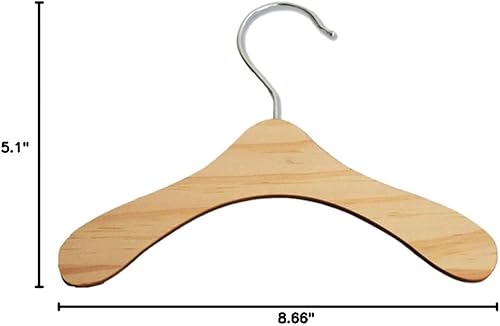 Miniatura 10 de Paquete de 5 perchas de madera, colgador de ropa para perros de 8.6 pulgadas, perchas pequeñas para vestido de muñeca, ropa, vestidos, accesorios (L)