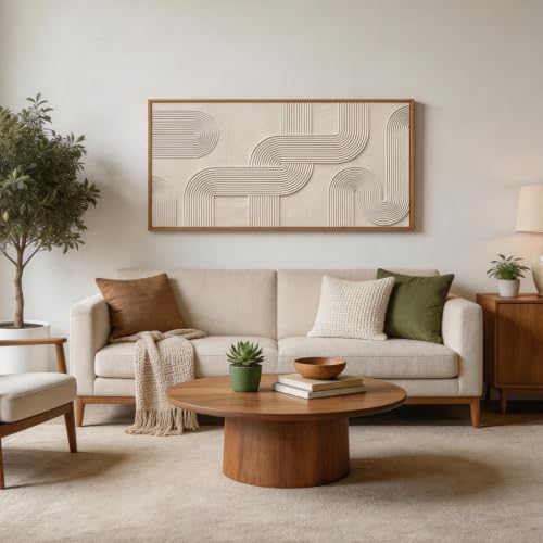 Image of CHDITB 3D Horizontal Geometric Arch Wall Art, Neutral Impasto Wall Decor