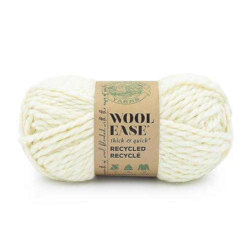 Lion Brand Yarn Wool-Ease T&Q Recycled Bulky Yarn for Crochet Cream 1 Pack