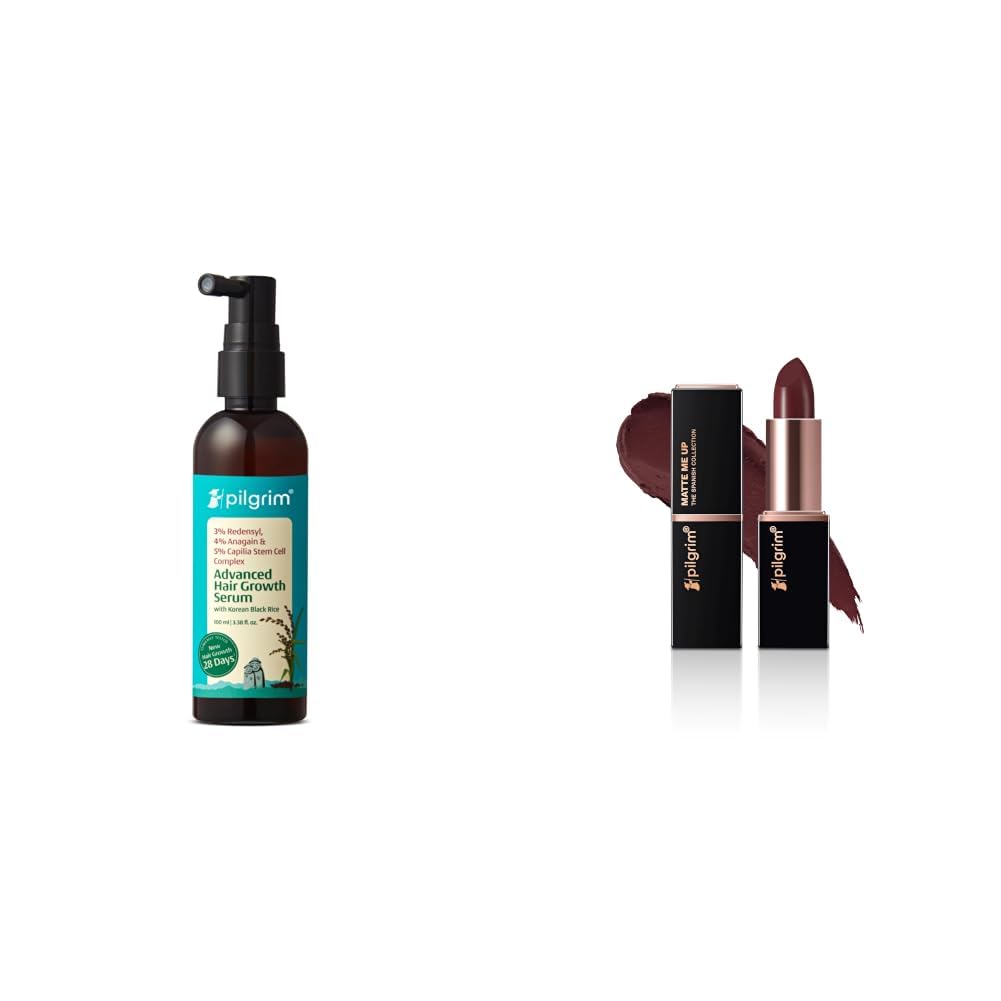 PILGRIM Redensyl 3% + Anagain 4% + 5% Capilia Stem Advanced Hair Growth Serum (100ml) with Rosemary & Korean Black Rice & Matte Me Up Bullet Lipstick 4.2g-image-48