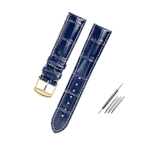 Bracelet montre Longines cuir bleu croco 19mm 20mm 21mm | Ceinture Conkas Craftsman pour homme
