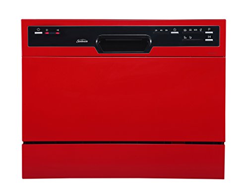 Sunbeam DWSB3607RR Compact Countertop Dishwasher in Red