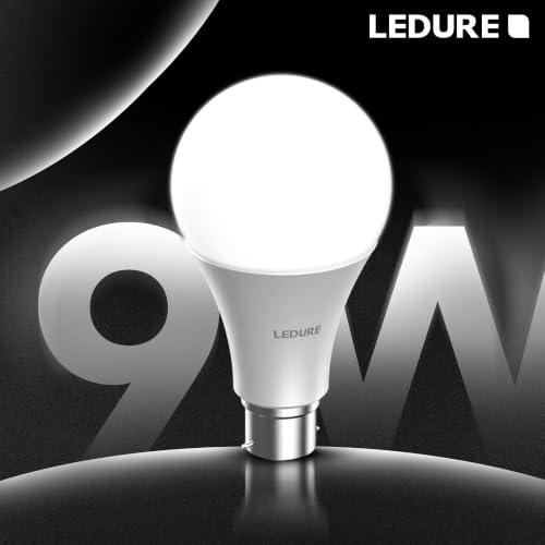 Image of LEDURE 9W Twin Pack LED Bulb B22 Base | Pack of 6 (12 Bulbs) | Energy Saving LED Light for Home, Office, Bedroom, Living Room | Cool White LED Lamp | 2 Year Warranty