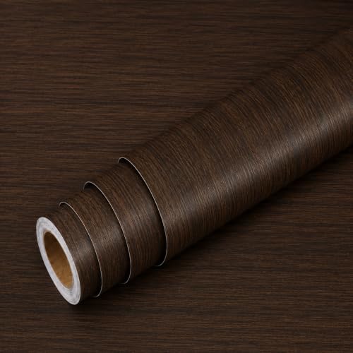Image of HOME13 Wood Grain Wallpaper Peel and Stick Wood Contact Paper Self Adhesive Removable Thicken Wooden Wall Paper for Kitchen Cabinets Drawer Shelf Liner Waterproof (24x147 Inch, Coffee Brown)