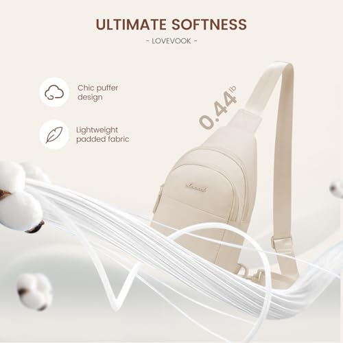 LOVEVOOK Sling Bag for Women, Puffer Crossbody Bags for Women, Small Sling Backpack, Travel Hiking Chest Bag Daypack3