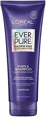 L'Oreal Paris EverPure Sulfate Free Brass Toning Purple Shampoo for Blonde, Bleached, Silver, or Brown Highlighted Hair, 11 Fl; Oz (Packaging May Vary)