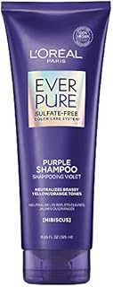 L'Oreal Paris EverPure Sulfate Free Brass Toning Purple Shampoo for Blonde, Bleached, Silver, or Brown Highlighted Hair, 11 Fl; Oz (Packaging May Vary)