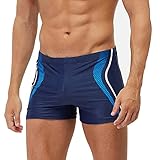 SoonerQuicker Badehose Herren Retro Badehose Herren Kariert Schwimmhose Herren Sexy Badehose Herren Eng Kurz Schwimmhose Herren Boxershorts Badehose Herren Schnelltrocknend Dunkelblau