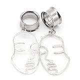 Farbe: Stahl, Schwarz, Gold 2 STÜCKE Doppelte Flared Gesicht Baumeln Ohrmessgeräte Stecker Tunnel Expander Edelstahl Ohrringe Körper Piercing Schmuck für -A2-Stahl_12mm.