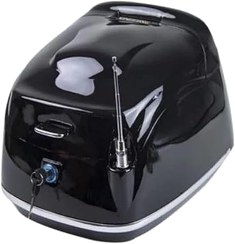 tangcheng バイク リアボックス トップボックス トップケース 着脱可能式 大容量 原付 スクーター フルフェイス収納可能 防水 防塵 ヘルメット入れ 汎用 アンテナ飾り 耐衝撃 キャンプ/通勤/デリバリーなど対応 (ブラック)