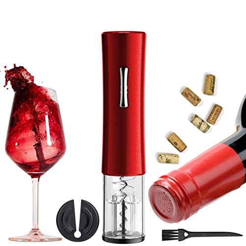 NAUDILIFE Tire-bouchon électrique - Kit ouvre-bouteille - Avec décapsuleur - Pour les pères et les amis - Cadeau pour les amateurs de vin (piles non incluses) - Rouge Cover