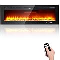 GarveeHome 60" Recessed and Wall Mounted Electric Fireplace, Low Noise, Remote Control with Timer, Touch Screen, Adjustable Flame Color and Speed, 750-1500W
