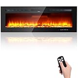 50 in Recessed and Wall Mounted Electric Fireplace with Adjustable Flame Color, Low Noise, Remote Control with Timer, Touch Screen 750-1500W