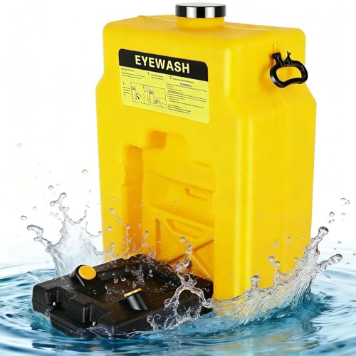 Image of Portable Eyewash Station 14 Gallon, OSHA Approved Eye Wash Station for Wall | 14 gallon portable eyewash station, OSHA approved. Gravity-fed, 15-minute continuous flush. Wall or shelf mount