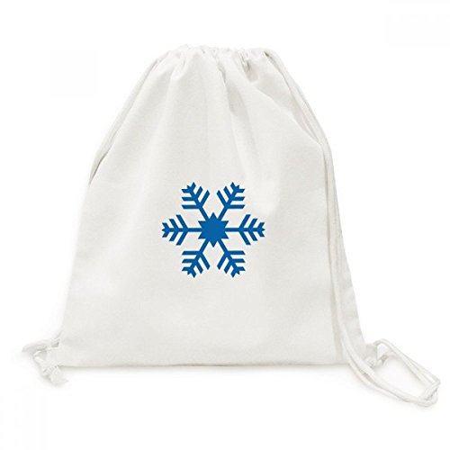 Sacs drawstring d'hiver bleu flocon de neige en toile pour voyage et sport