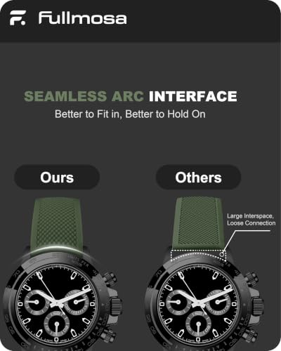 Image of Fullmosa 20mm 22mm 24mm No Gaps Silicone Watch Strap [NO Watch] (Army Green, 20mm)