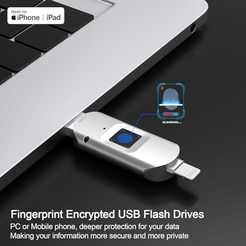Image of for iPhone USB3.0 Encrypted Drive Drive External Storage Fingerprint Encryption USB Flash Drive for iPhone /iPad /Mac /PC USB3.0 Flash Drive 128GB