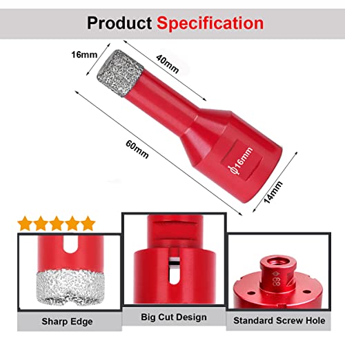SagaSave 16mm M14 Diamond Coating Drill Bits Hole Saw,Long Life Hole Cutter Opener for Glass Ceramic Tile Marble Ceramics Bottles Etc 1PCS - Image 2