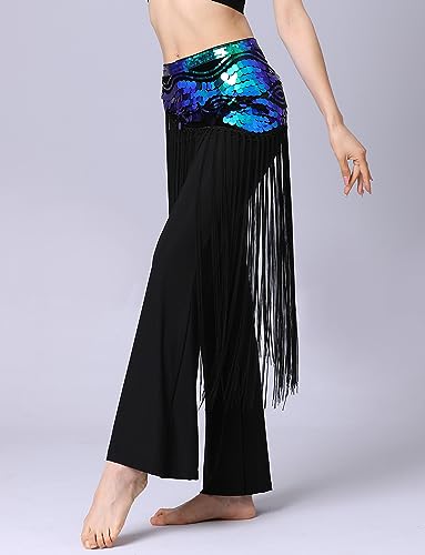 Écharpe de danse du ventre avec frange fine et sequins haute brillance