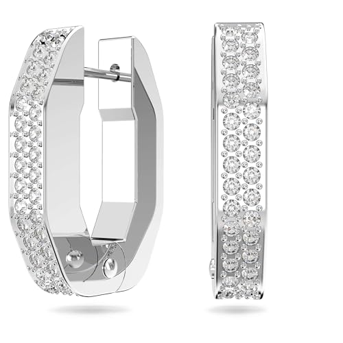 SWAROVSKI Dextera hoop earrings, Octagonal, White