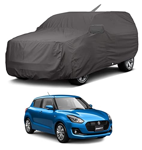 Image of Auto Hub Car Cover Compatible with Maruti Swift (Model : 2018-Till Date) with Antenna & Mirror Pocket, Weather Proof, Triple Stitched, Swift Car Cover- Grey