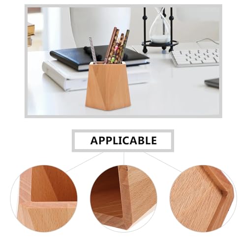 Pot à crayons de bureau premium en bois véritable pour stylos