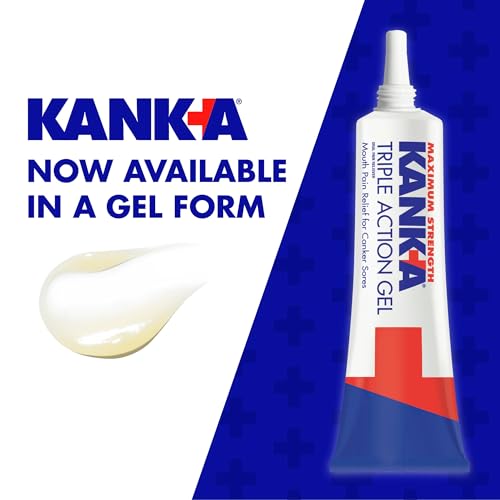 Image of Kank-A Triple Action Gel, 0.42 oz, Maximum Strength Mouth Pain Relief Gel for Canker Sores, Triple Action Treatment, Fast Acting and Long-Lasting Pain Relief, Cools and Soothes Irritation, 0.42 oz