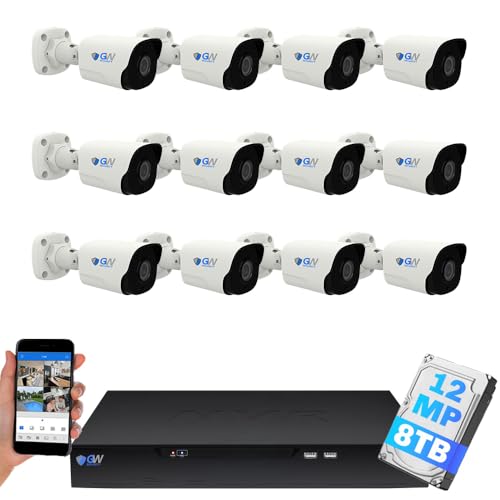 GW Security 16 Channel NVR UltraHD 12MP 4K @30FPS Face/Human/Vehicle Detection PoE Security Camera...