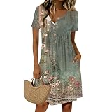 Vestidos Verano Mujer 2026, Ropa, Vestidos Midi Mujer 2026, Larga Invitada Boho Playeros Casual Playero Tallas Grandes Manga Corta Botones Boda Chic Midi Verano Cortos Dress, L