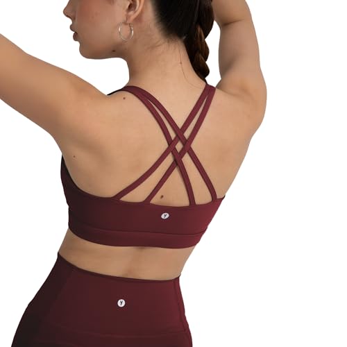 Image of YITTY Active Women's Ultraluxe Strappy Medium Impact Bra, Athleisure, 4-Way-Stretch