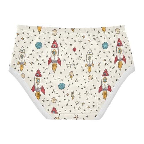 ZZKKO Cartoon Rocket Planet Hand Drawn Girls Underwear Toddler Panties for Girls Comfort Brief Size 2-8T2
