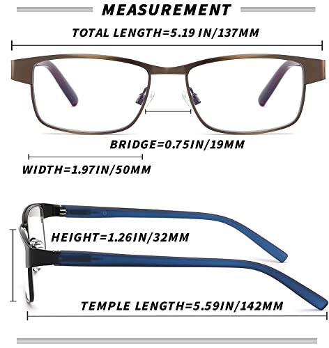 Jjwell 4 Pack Blue Light Blocking Mens Reading Glasses, Metal Computer Readers Glasses For Men With Comfort Spring Hinge, Reduce Eye Strain Dryness Headache, Anti-Uv (Magnification Strength 1.00) #TOP4
