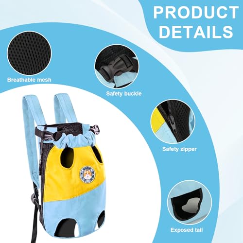 Rucksack Hunde Tragetasche Hundetragerucksack, Verstellbar Beinfreiheits Haustierrucksack, Rucksack für Kleine Hund und Katzen von 5-8 kg, Atmungsaktiv und Bequem Hundetrage für Wandern Reisen