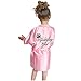 Produktbild WFRAU Kleinkind Mädchen Seide Geburtstag Dusche Bademantel Kinder Satin einfarbig halben Ärmel Bademantel mit Gürtel Baby Kimono Robecoat Nachtwäsche Pyjama Geschenk für Kinder Größe 1-4 Jahre alt