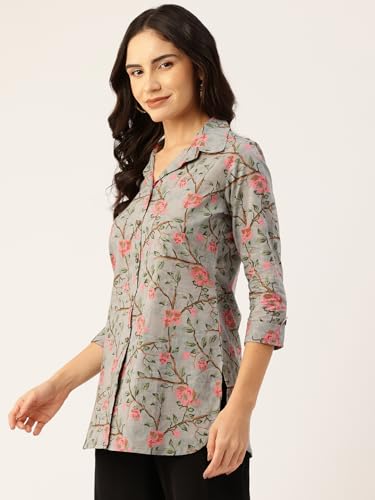 Image of feranoid Classic Collared Cotton Shirt with 3 /4 Sleeve for a Timeless Casual Look
