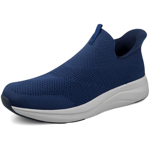 LBTPK Mens Slip On Shoes Tennis Walking Shoes Hands Free Lightweight Breathable Non Slip Sport Gym Workout Running Sneaker Blue Size 8