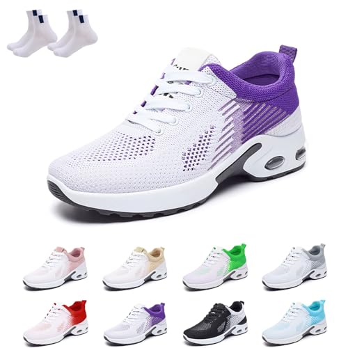 Womens Orthopedic Bowling Shoes, Bowling Shoes Women Breathable Lightweight Mesh Cushion Walking Comfortable Sneakers (Purple,10)