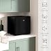 HOMCOM 46 Litre Table Top Mini Fridge with Lock, Small Fridge with Ice Box, Reversible Door, Adjustable Temperature and Legs for Bedroom, Home, Office, Black