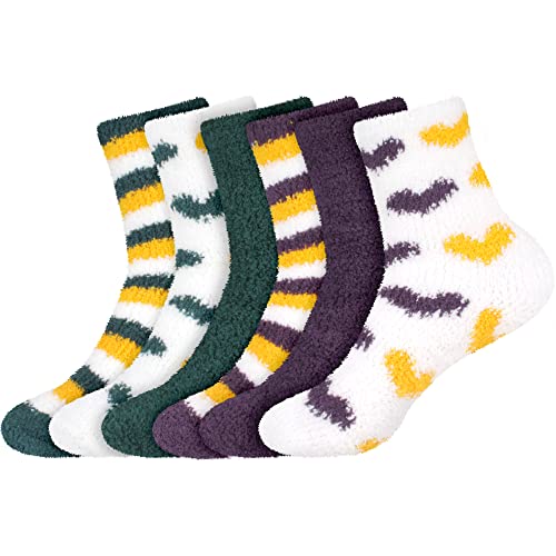 Image of BambooMN Colorful Fuzzy Socks - Assorted Super Soft Warm Microfiber Comfy Home Socks - Value Pack