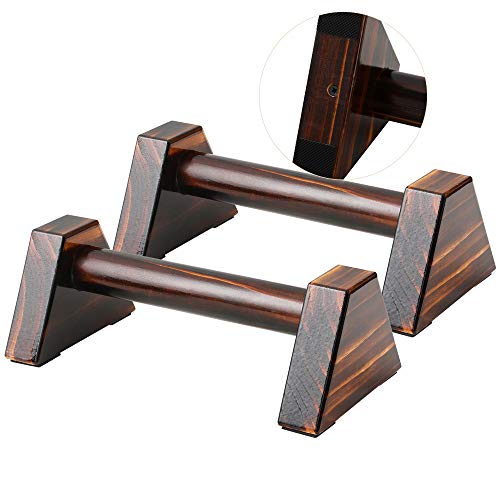 Image of Push-up Stand, 2 PCS Wood Pushup Bars Non-Slip Base Exercise Home Workout Equipment, 30CM Wooden Parallettes Handle Stands Grip for Men Strength Training, Planks Calisthenics