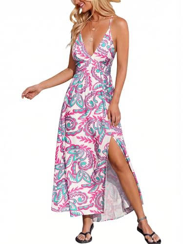 Image of CUPSHE Womens Summer Maxi Dress 2026 Sleeveless Long Sundresses Spaghetti Strap Flowy Boho Beach Vacation Dress