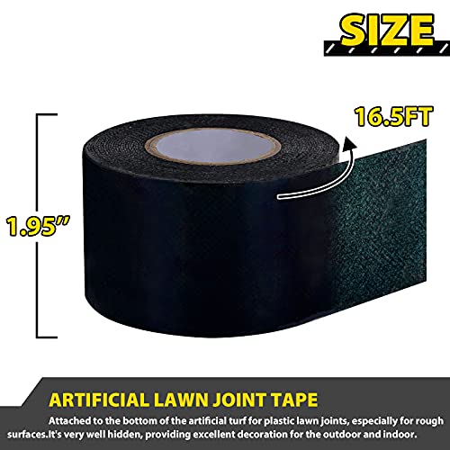 Artificial Grass Tape Self Adhesive Double Sided, 2 Inch Width x 196 Inch Long Synthetic Turf Seaming Tape Jointing Fixing Green Lawn Mat Rug, Connecting Fake Grass Carpet