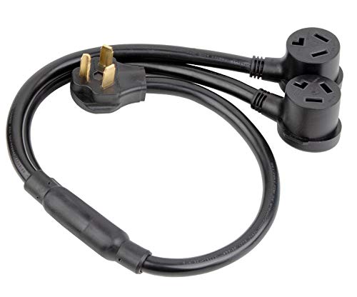 Lowest Price Nema 10-30P Dryer Splitter Extension Cord, Nema 10-30P 30-AMP Male Plug to (2) 10-30R Female Receptacle, 3-Prong Dyer Y Split Adapter Cable 1.0Meter