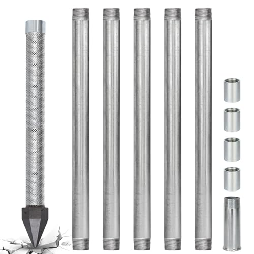 Sand Point Well Kit,1-1/4 Well Drive Point Kit,Stainless Steel 36' Well Point+5Pk 39' Galvanized...