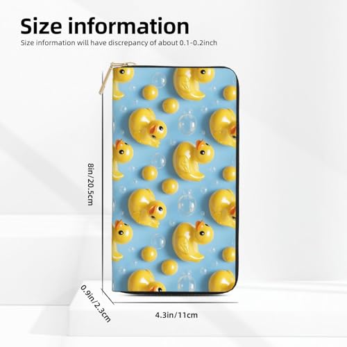 Leather Thin Slim Wallets for Women & Men - Cute Bright Duck Print Card Wallet Holder with Zipper2