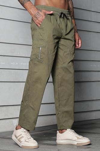 Image of FABRIPPLE Men's Heavy-Duty Cotton Cargo Pants - Rugged Style, All-Day Comfort