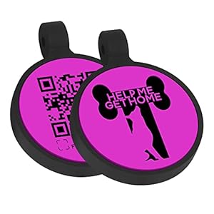 THELUCKYTAG-Upgraded-Personalized-Dog-Tags-Engraved-with-QR-Code-for-Dogs-Cat-Collar-Charm-Microchips-Silicone-Silencer-Pet-Tag-Create-Online-Profile-No-APP-Requirement-Round-Purple Large Dog Collar Charm