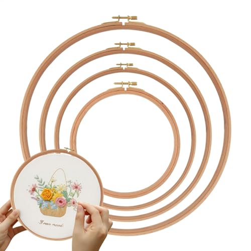 Petit cercle à broder en bois réglable pour punch needle et couture créative