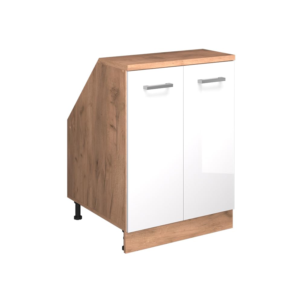 Vicco Kitchen sloped ceiling cabinet Raul, White High Gloss, 60 cm — image 1
