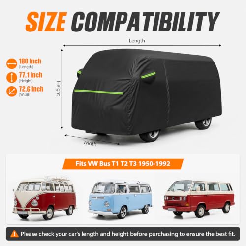 Image of Car Cover for 1950-1992 VW Bus T1 T2 T3, Waterproof 420D Oxford Cloth Cover